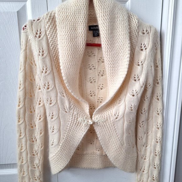 Le Chateau Angora Blend Cream Cardigan - Picture 1 of 9